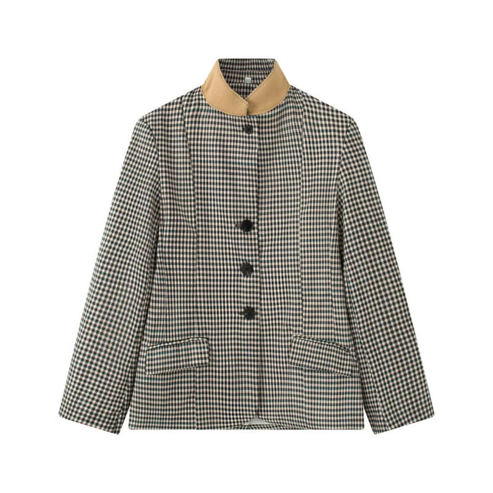 ZARA Fashion Color Block Plaid Blazer